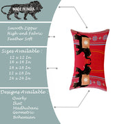 Elephant Printed Cotton Canvas Rectangular Cushion Covers, Set of 2